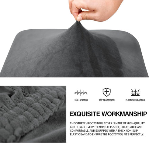 L/Length&Width:35-44"/Height:15-20",Grey) Ottoman Covers Slipcover Square Ottoman Covers Protector for Footrest Foot