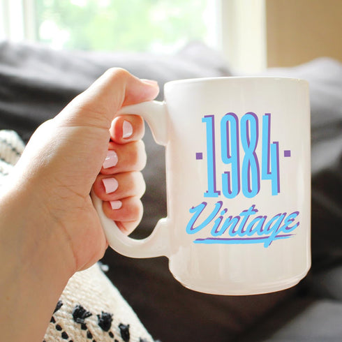 Vintage 1984 - Fun 40th Birthday Coffee Mug Gifts for Men & Women, Retro Large 15oz White Ceramic Mug