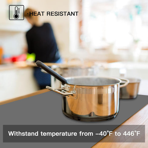 Silicone Countertop Mat, 35.4"x23.6"x0.08" Heat Resistant Waterproof Protector for Kitchen, Light Gray
