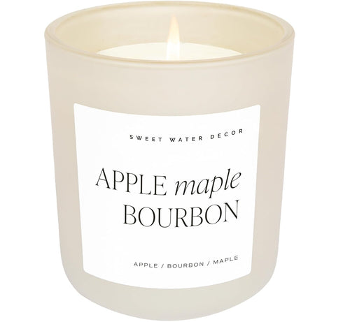 Sweet Water Decor Autumn Candle, Scented Apple Maple & Bourbon, 15oz, Long Lasting 70 Hours Burn Time, Decorative for