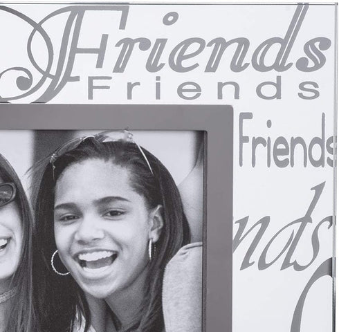 Malden International Designs Friends Picture Frame, 4x6, Mirrored Glass with Silver Metal Inner Border, Clear