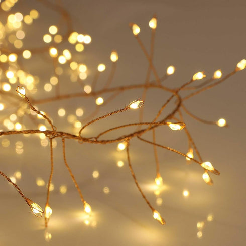 Qbis Warm White Cluster Lights on Thin Copper Wire, 200 Micro LED