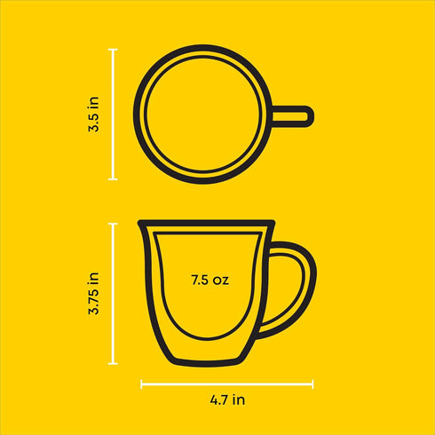 JoyJolt Serene Double Walled Insulated Glasses Coffee Mug Set of 2, 7.4 Ounces