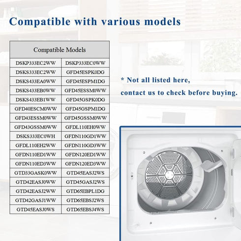 8PCS WE3M51 WE3M52 Clothes Dryer Replacement Kit, Teflon and Nylon Drum Bearing Slide
