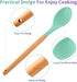 3 Pcs Large Silicone Spoon with Wooden Handle, Mixing Spoons for Cooking Baking Stirring, Nonstick Heat-Resistant