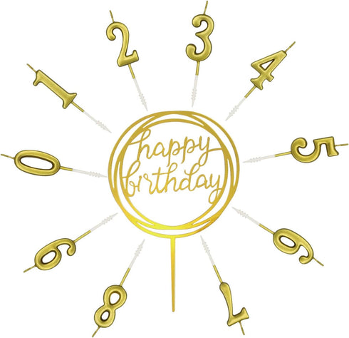 10-Piece Number Birthday Candles, Glitter Cake Toppers for Birthday & Wedding Parties
