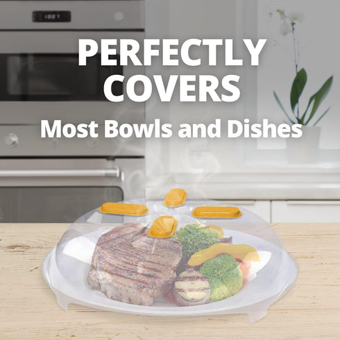 Clear Magnetic Microwave Cover for Food | Splatter Cover with Steam Vents | BPA-Free Dish Cover | Dishwasher Safe |
