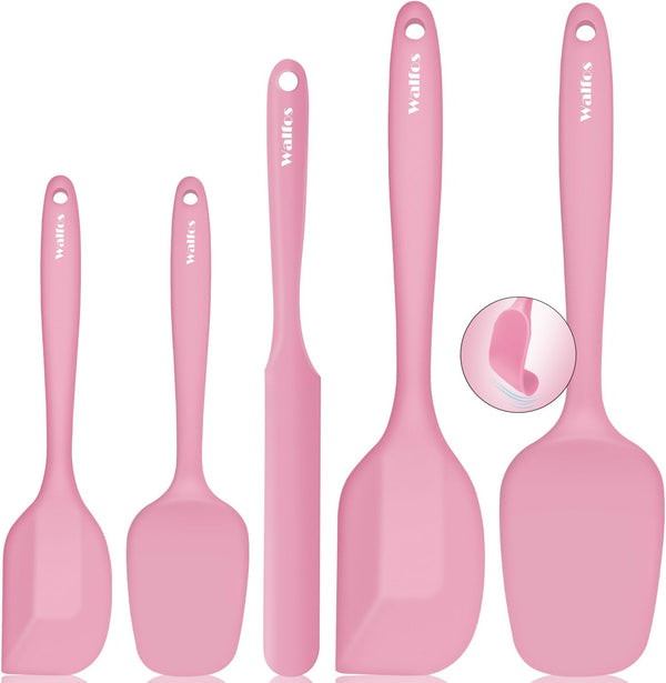 Walfos Silicone Spatula Set of 5, High Heat Resistant Kitchen Scraper Spatulas, Perfect for Cooking, Mixing & Baking