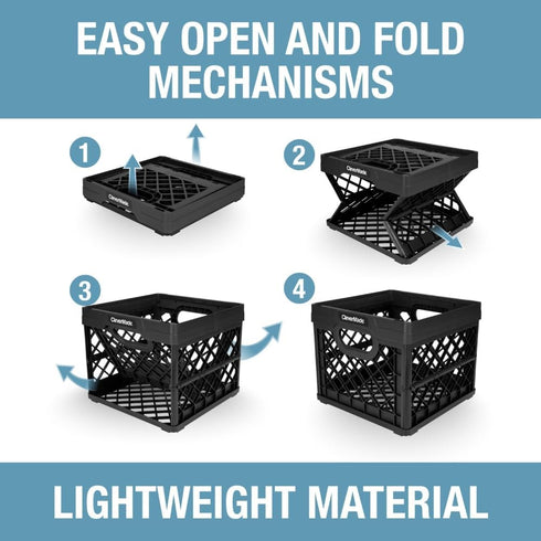 25L (6.6 50 lb CleverMade Collapsible Milk Crate Gal), Capacity Heavy Duty Folding Crate Stackable Storage Crates