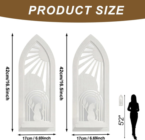 Set 2, Wood Wall Sconce Candle Holder of Rustic Wall-Mount Mirrored Candle Holders, Carved Wood Frame Farmhouse Hanging