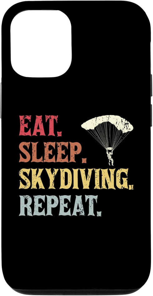 iPhone 14 Case, Funny Skydivers Parachutists Eat Sleep Skydive Repeat Design