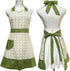 Cute Unique Design Women Girls Retro Apron with Chic Pocket for Cooking Kitchen, Green