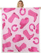 Erosebridal Cowgirl Throw Blanket Cute Kawaii Pink Cowgirl Queen 90"X90" Fleece Blanket
