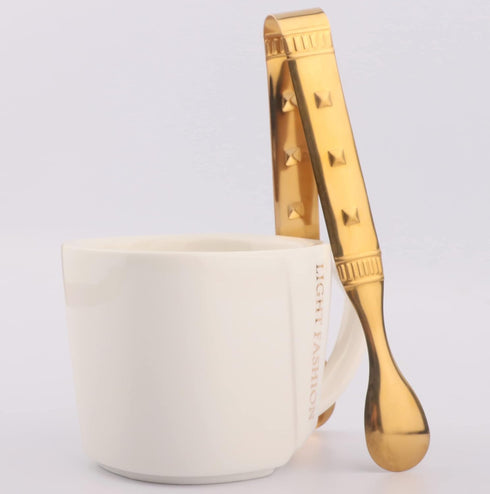 6-Pieces Gold Mini Tongs - 6 Inch Serving Utensils for Appetizers, Ice, Sugar