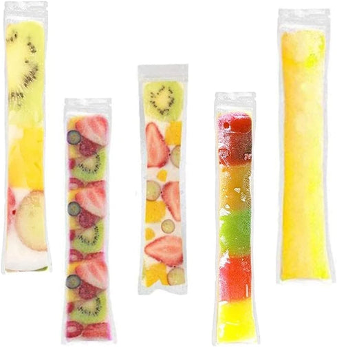 NM 200 Pack Summer 4 1 Ice Popsicle Molds Bags - Zip-Top Disposable DIY Ice Pop Mold Bags - Ice Pop Pouch with Ice Pop