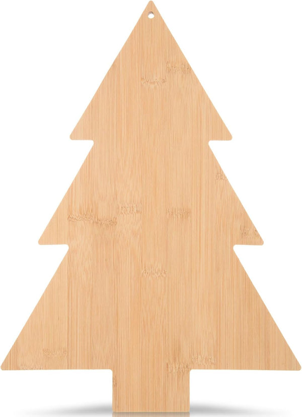 Christmas Bamboo Cutting Board - Christmas Tree Shape Serving Board for Kitchen, Decorative Wood Cheese Platter