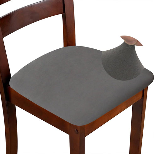 Set of 6 Stretch Grey Chair Covers for Dining Room, Removable Washable Seat Cushion Slipcovers for Kitchen Office