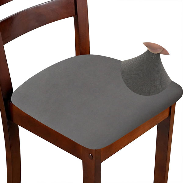 Set of 6 Stretch Grey Chair Covers for Dining Room, Removable Washable Seat Cushion Slipcovers for Kitchen Office
