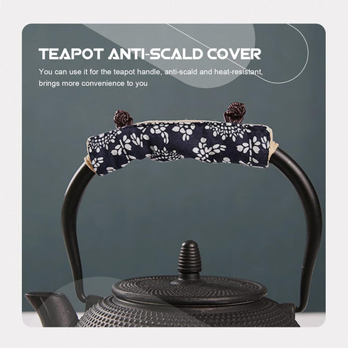 Teapot Handle Holder Cloth - Non Slip Pot Holder Sleeve for Tea Pot Handle, Teakettle Sleeve for Home Kitchen (Blue)