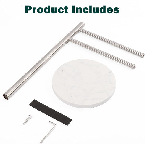 Hand Towel Holder, F-Shape Stand with Marble Base, Stainless Steel Swivel Hand Towel Rack for Bathroom Kitchen