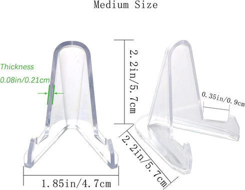 36 PCS Acrylic Display Holder Clear Display Easel Stands for Coins Capsules Phone Medals Stones Cards (Medium)