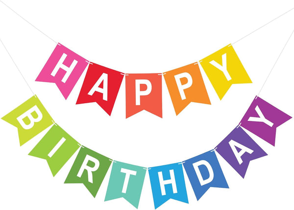 Pre-Strung Happy Birthday Banner, No DIY Required, Birthday Party Hanging Decoration for Kids, Women, Men, Multicolor