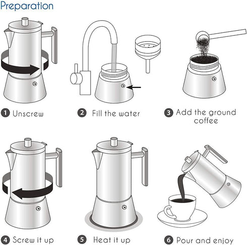 6Cup 300ml Easyworkz Pedro Stovetop Espresso Maker Stainless Steel Italian Coffee Machine Maker Moka Pot Induction