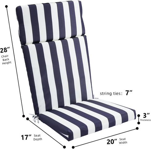 High Density Foam Cushions for Adirondack Chairs - Striped High Back Comfort