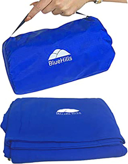 BlueHills Ultra Compact Travel Blanket Pillow in Portable Bag Case - Cozy Soft Large Blanket for Airplane Flight