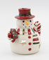 Fine Ceramic Snowman Tea Light Candle Holder Wearing Scarf, 5-1/2" H