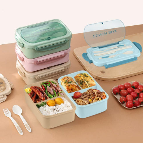 NatraProw Bento Box for Adults, 1200 ML LeakProof Lunch Container with Utensils, BPA Free, Microwave Safe (Blue)