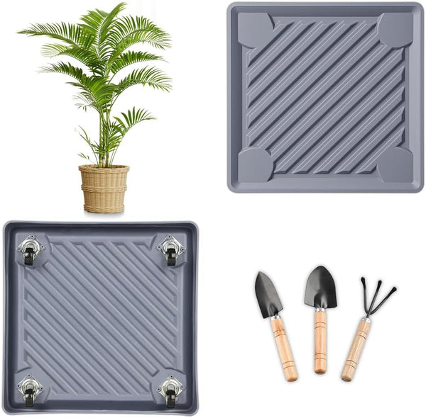 UoeRing Square Plant Caddy with Hidden Wheels 11 Inch Heavy Duty Rolling Plant