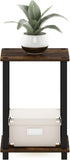 1-Tier Furinno Simplistic End Side Night Stand/Bedside Table with Plastic Poles, Amber Pine/Black