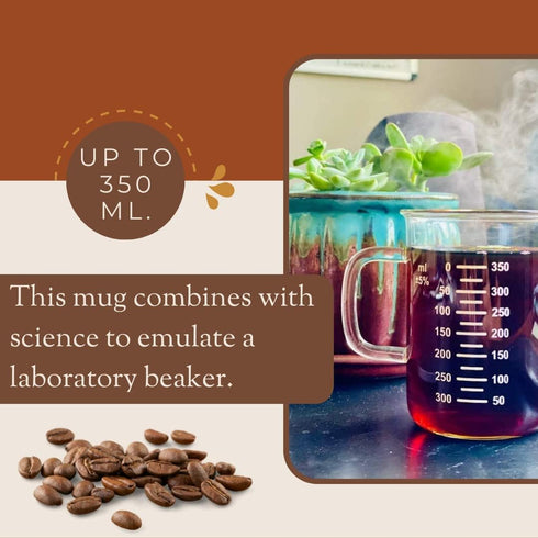 Novelty 14 Ounces Laboratory Beaker Mug - Heat Resistant Borosilicate Glass with Accurate Measurement Markings,
