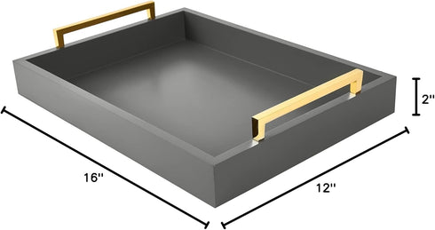 40cm x30cm Serving Trays with Handles, Grey Decorative Serving Tray, Ottoman Trays, Living Room, Bathroom, and Outdoors