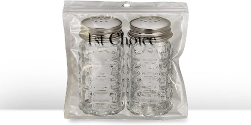 Retro Style Salt and Pepper Shakers with Stainless Tops, 2