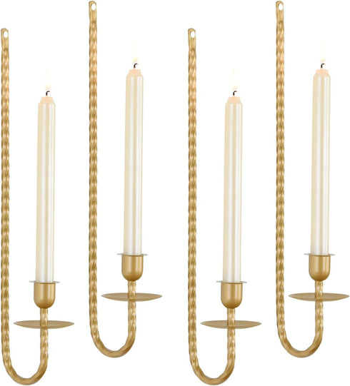 Generic Gold Wall Candle Sconces Set of 4,Taper Wall Candle Holder Modern Wall