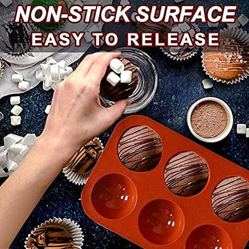 6 Holes Medium Semi Sphere Silicone Molds, 2 Packs Half Sphere Silicone Baking Molds for Making Chocolate, Cake, Jelly, Dome Mousse by Lerykin