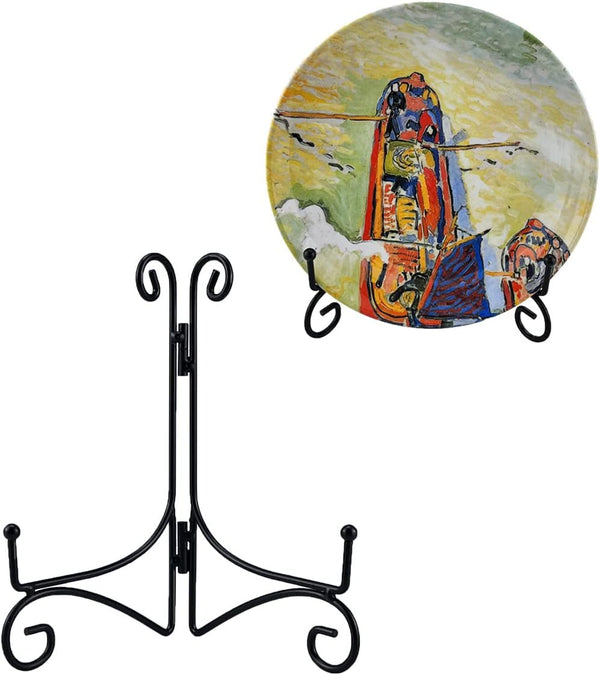 Plate Stand, 6 Inch Holder for Display, Tabletop Black Iron Easel for Photo, Picture Frame, Artwork, Decorative Plates