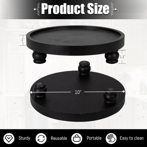 Counter, MAONAME Decorative Round Wood Riser for Display, Farmhouse Pedestal Stand for Kitchen Black Wooden Risers Tray