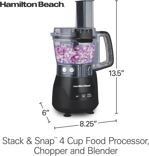 Hamilton Beach Stack & Snap 4-Cup Mini Food Processor & Vegetable Chopper - 250 Watts, Black