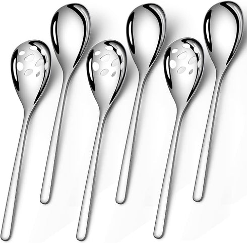 6-Piece Serving Spoons Set, Stainless Steel Serving Tablespoons, 9.4 Inches Large Serving Spoon for Buffet Parties