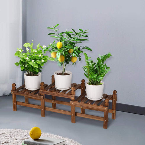 (33.5Long,Multiple Wood Flower Stand Small Plant Stand Indoor Outdoor Plant Shelf Low Window Shelf for Plants