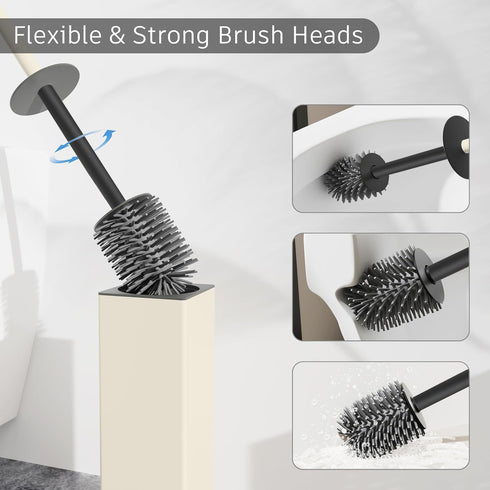 Set BVL Toilet Brush and Holder White Freestanding for Bathroom