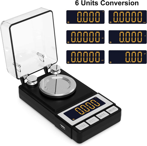 WEIGHTMAN Milligram Scale 50g / 0.001g, High Precision Jewelry Scale with 2X 20g Calibration Weight