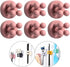 Silicone Toothbrush Holders - 6Pcs Razor Hooks, Adhesive Wall Mounted for Hanging Towel Key Plug Cable, Pink