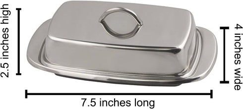 4" 7.5" Cuisinox Stainless Steel Butter Dish with Lid, x