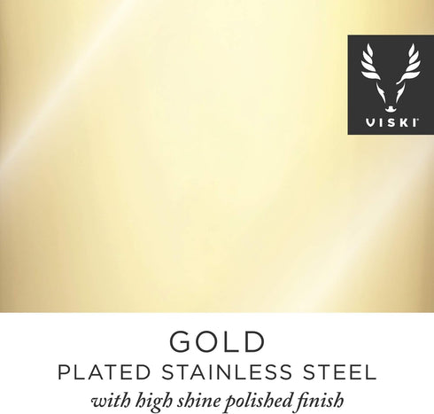 Viski Parisian Cocktail Shaker Set, 25 oz Gold Plated Stainless Steel Shaker with Strainer