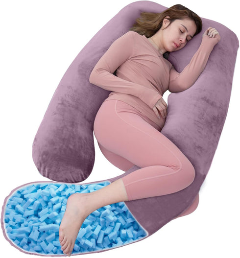 Shredded Memory Foam Body Pillow, Pregnancy Pillows for Sleeping, Maternity Pillow for