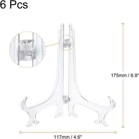 uxcell 6Pcs 6.8" Easel Plate Holder, Plastic Folding Display Stand Displays Decorative Plates Clear for Display Picture Frame Home Decoration